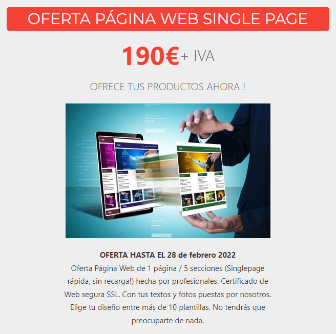 Creaciones web Benidorm. Oferta tienda online 190€+iva